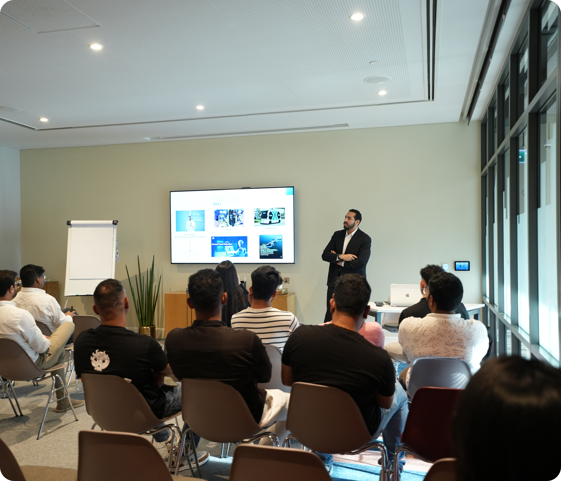 AI Workshop 1 - Conference room with presenter